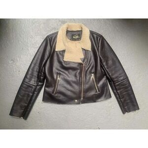 Sam Edelman Brown Faux Leather Jacket WMNS Large